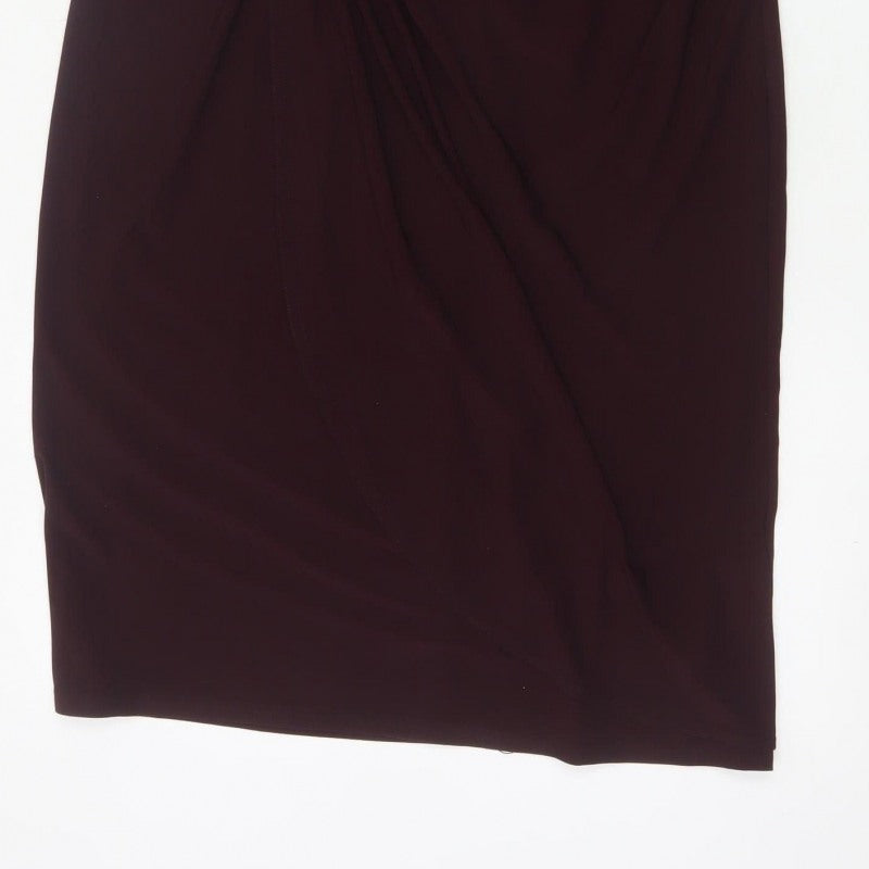Roman Women Brown Size 14 Ruched Sheath Midi Occasion Dress