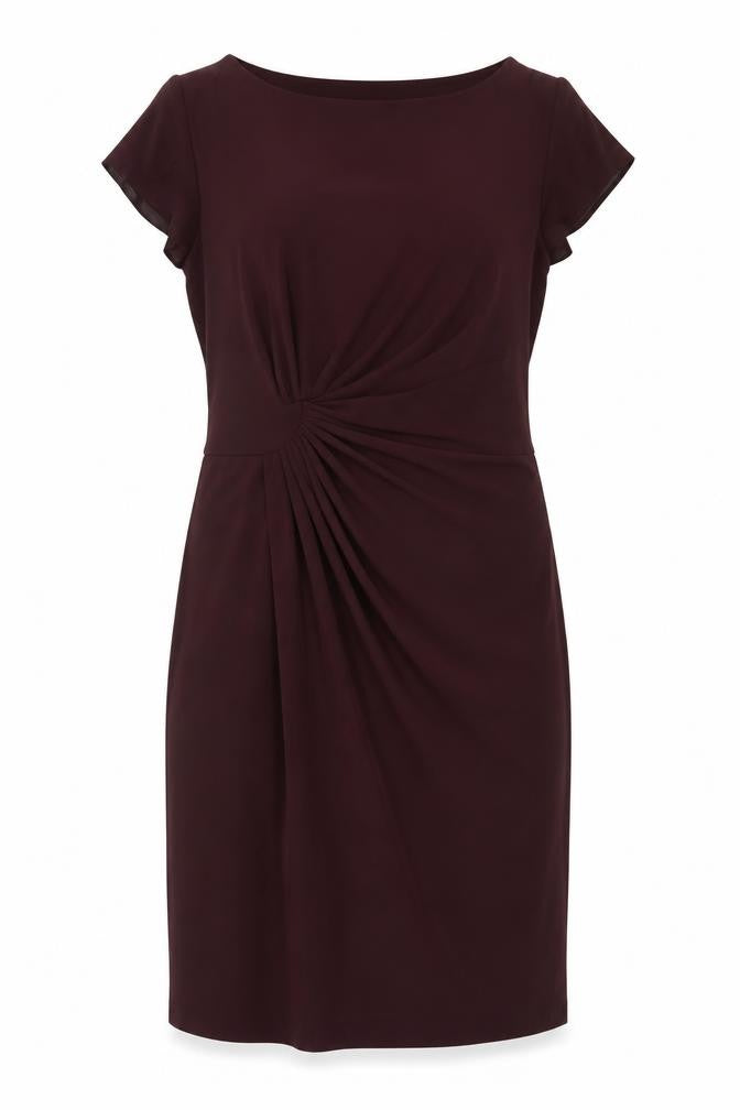 Roman Women Brown Size 14 Ruched Sheath Midi Occasion Dress