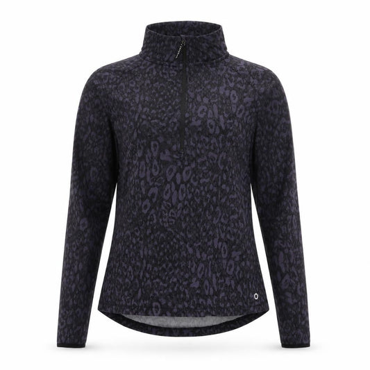 M&S Women’s Black Animal Print UK 12 Athletic 1/4 Zip Top