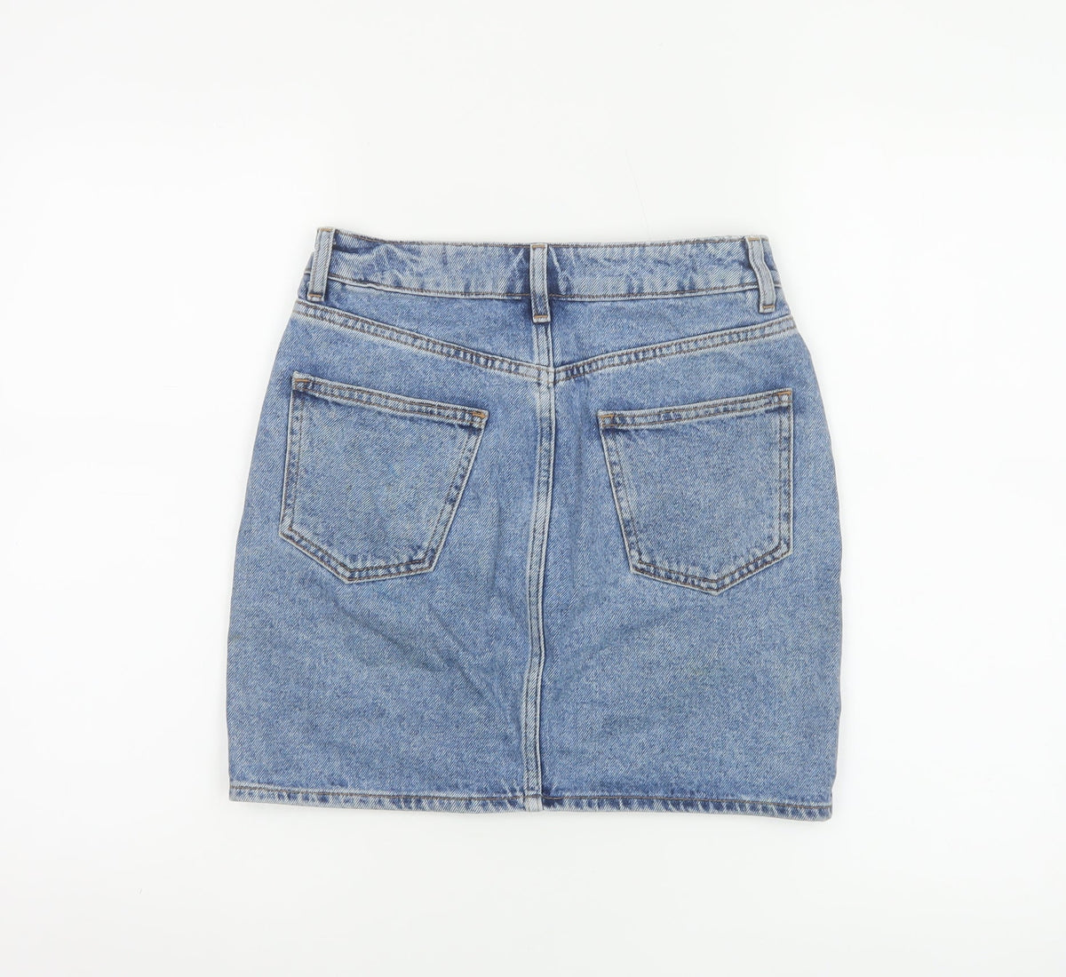 New Look 915 Girls Blue Age 12 Denim Pencil Mini Skirt Zip Pockets