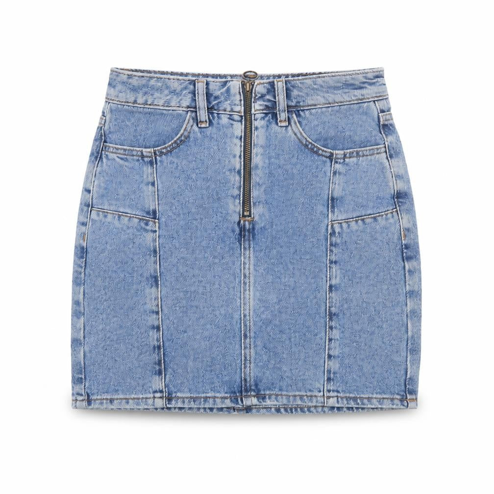 New Look 915 Girls Blue Age 12 Denim Pencil Mini Skirt Zip Pockets