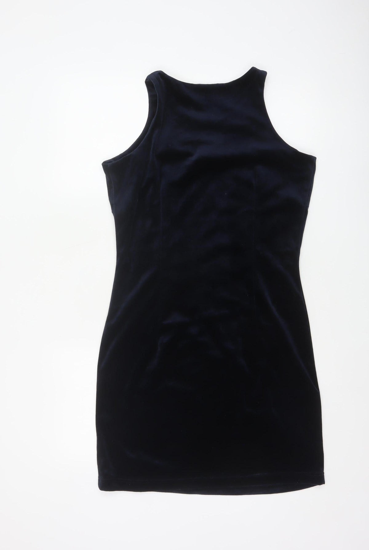 Monsoon Women Blue UK 12 Velvet Sheath Midi Floral Embroidered Dress