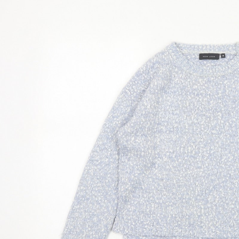 New Look Women Blue Size 10 Crew Neck Textured Knit Pullover Jumper