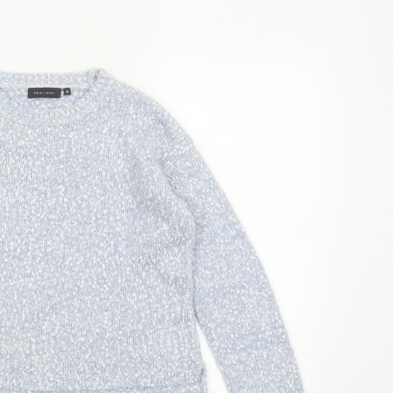 New Look Women Blue Size 10 Crew Neck Textured Knit Pullover Jumper