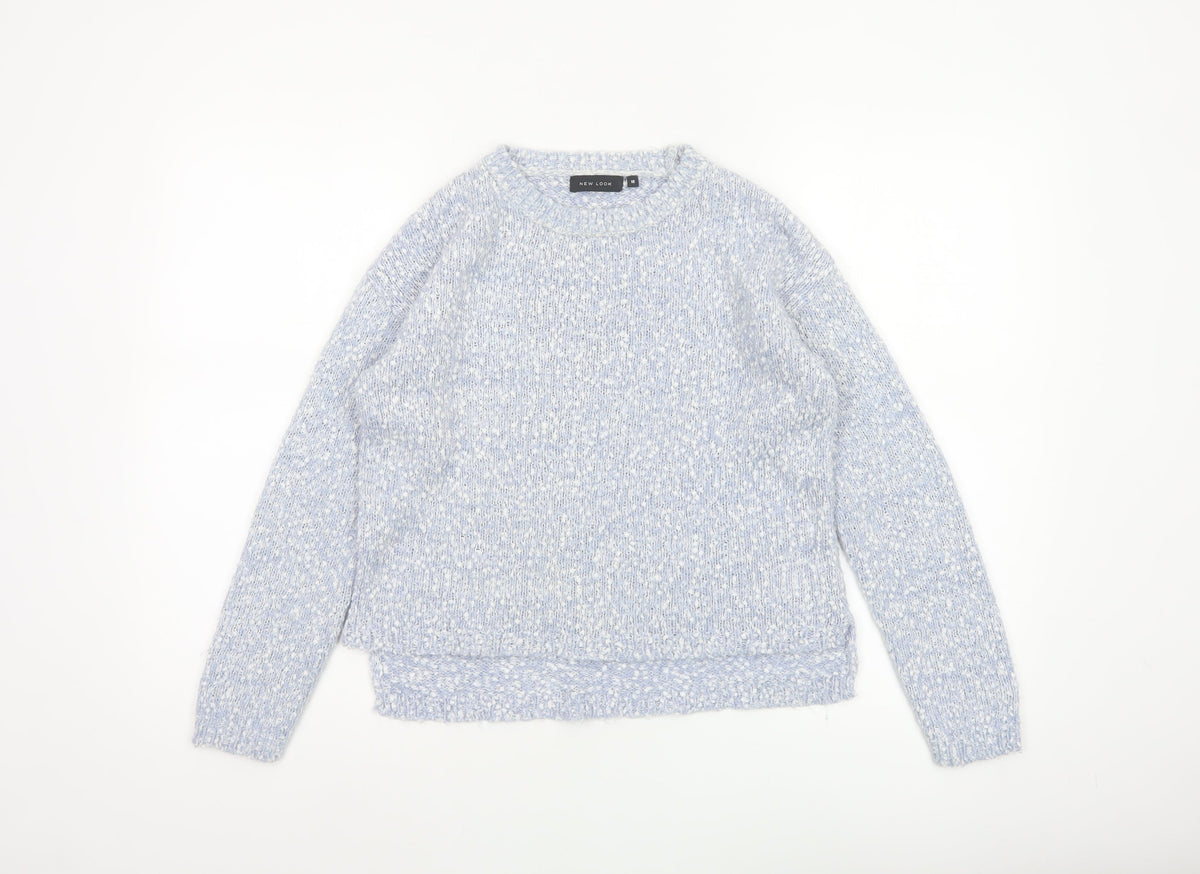 New Look Women Blue Size 10 Crew Neck Textured Knit Pullover Jumper