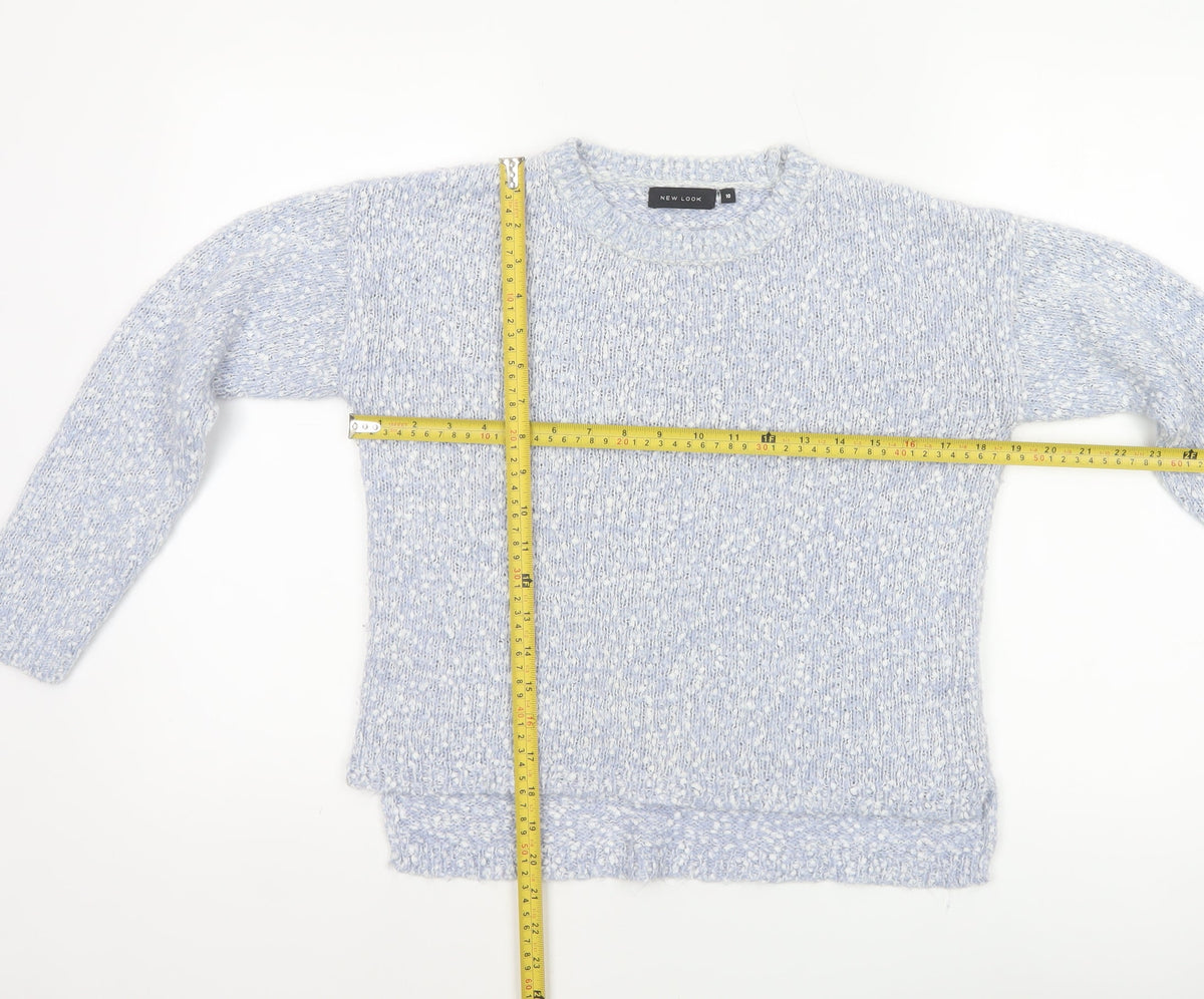 New Look Women Blue Size 10 Crew Neck Textured Knit Pullover Jumper