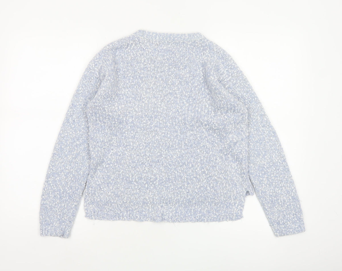New Look Women Blue Size 10 Crew Neck Textured Knit Pullover Jumper
