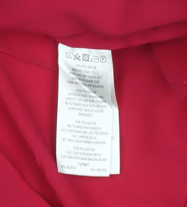 French Connection Women Red UK 10 Wrap V-Neck Balloon Sleeve Blouse