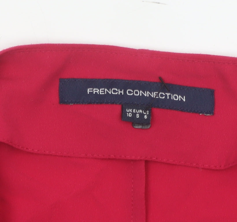 French Connection Women Red UK 10 Wrap V-Neck Balloon Sleeve Blouse