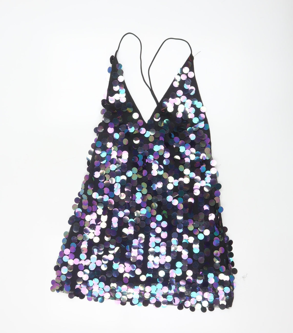 Motel Women Black S Sequin Mini Slip Party Cocktail Dress