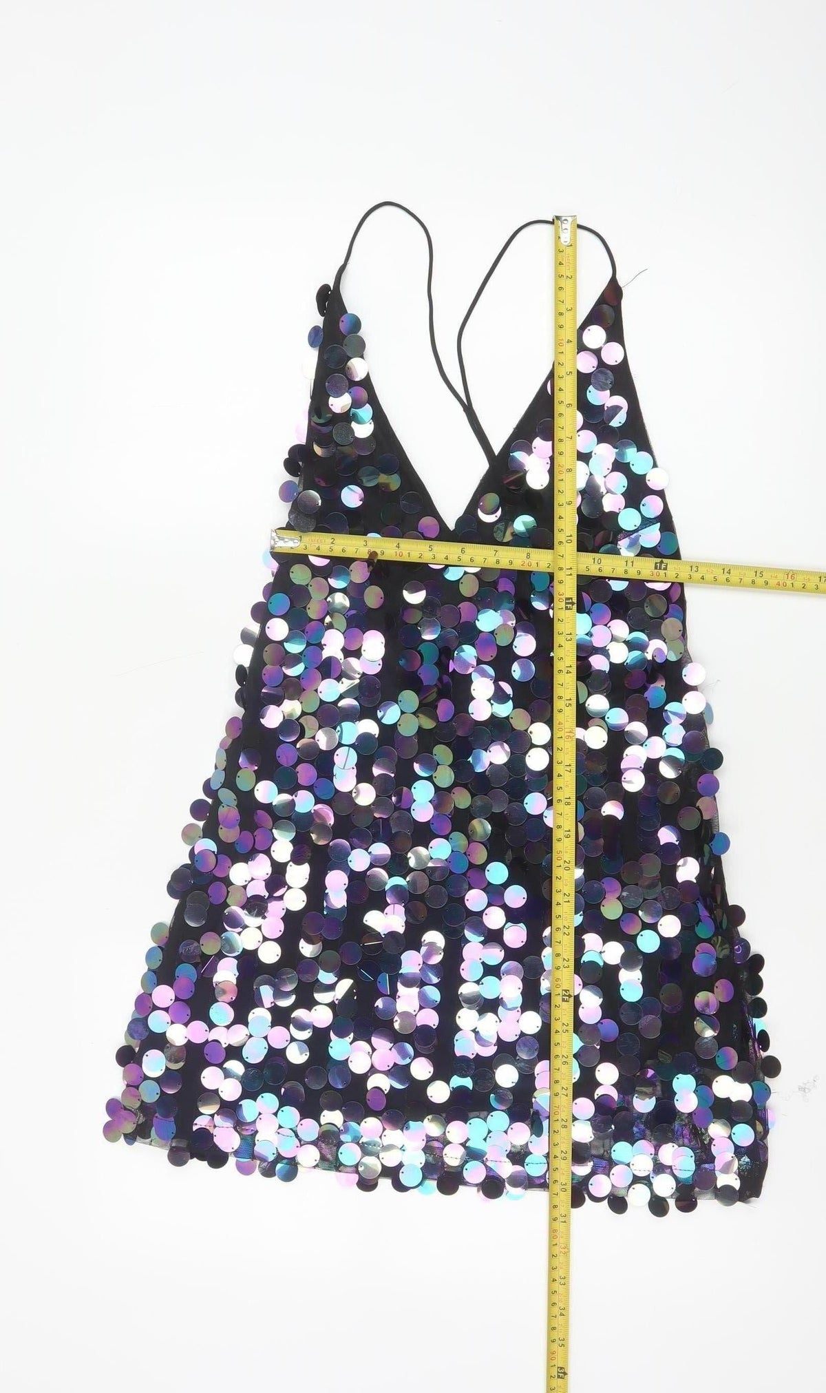 Motel Women Black S Sequin Mini Slip Party Cocktail Dress
