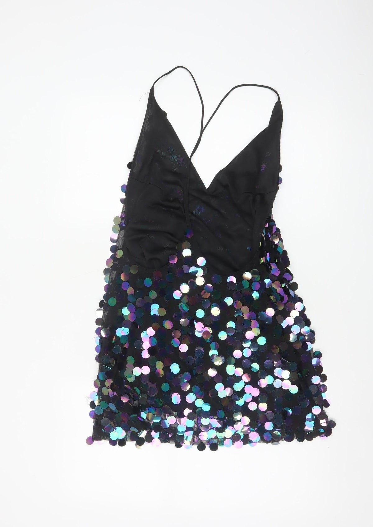Motel Women Black S Sequin Mini Slip Party Cocktail Dress