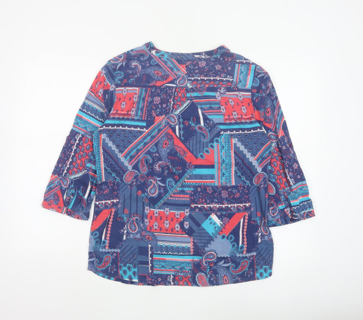 Isle Collection Women's Multicoloured Paisley Basic Blouse UK 16 Long Sleeve