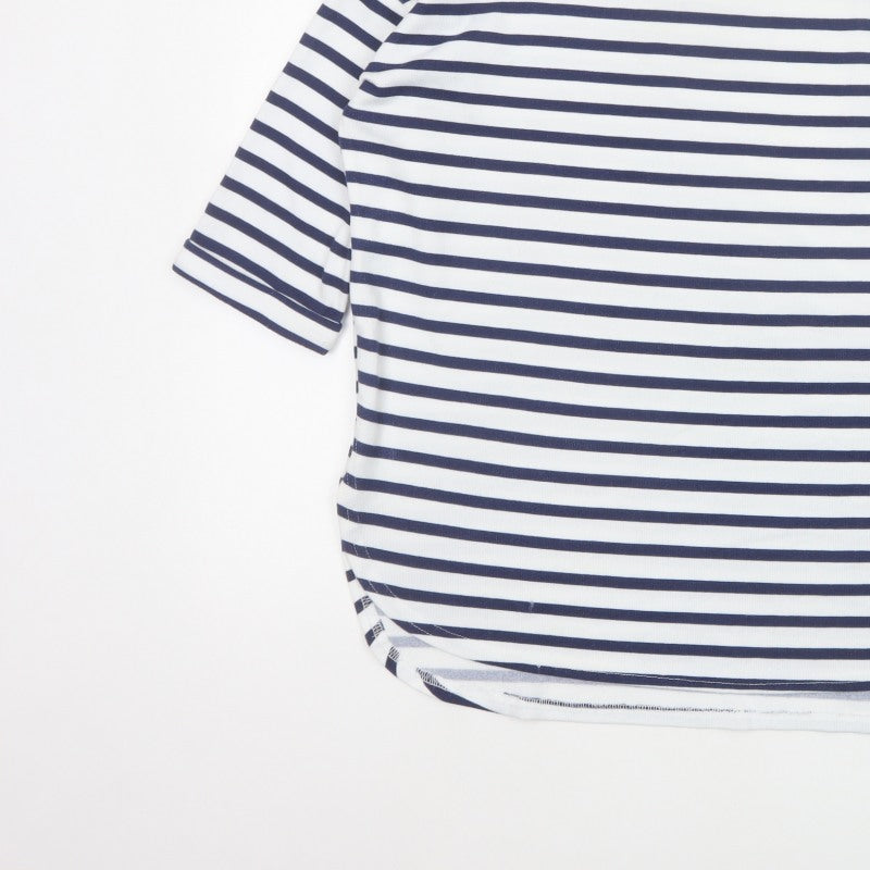 New Look Women White Blue Stripe Relaxed Jersey T-Shirt Size M