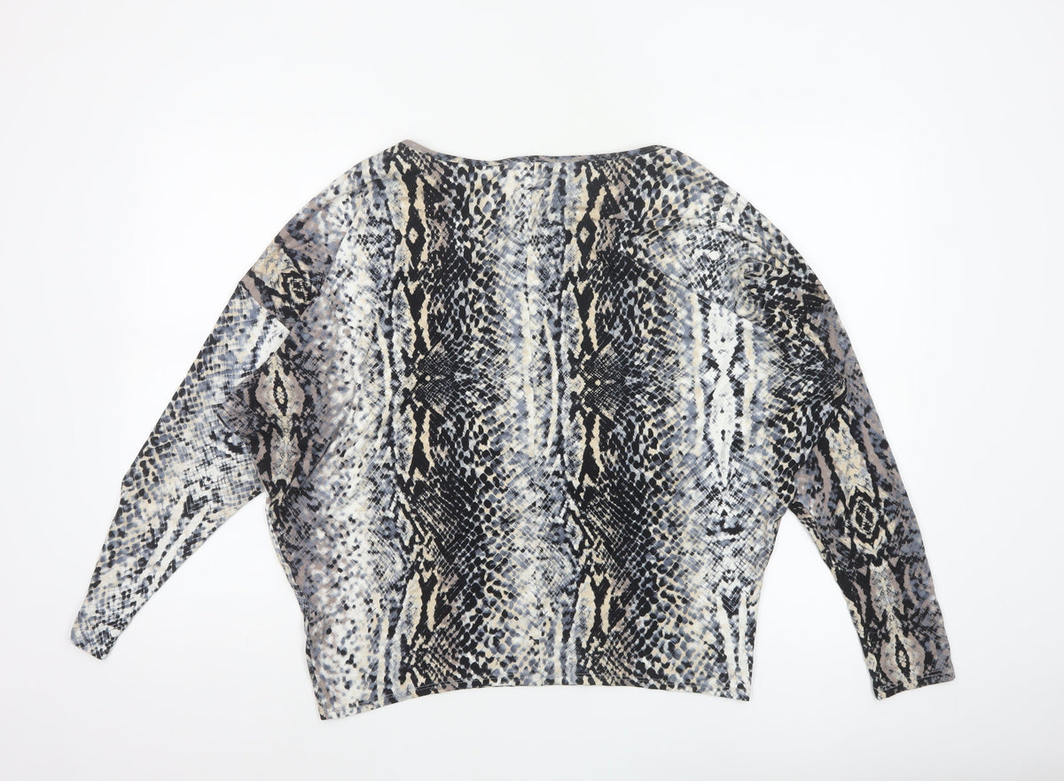 Roman Women’s Multicoloured Snake Print Jersey Top M Long Sleeve