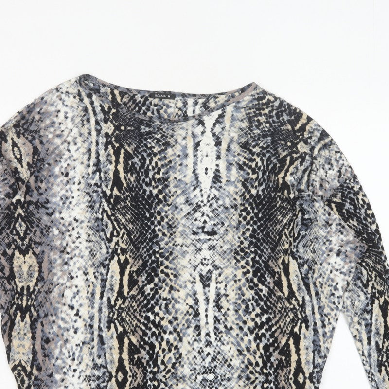 Roman Women’s Multicoloured Snake Print Jersey Top M Long Sleeve