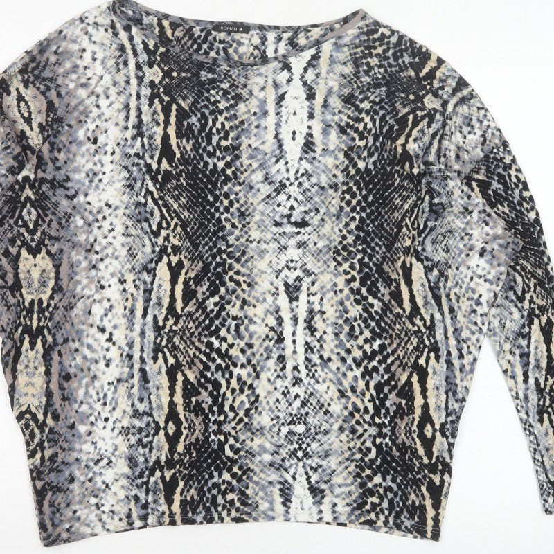 Roman Women’s Multicoloured Snake Print Jersey Top M Long Sleeve
