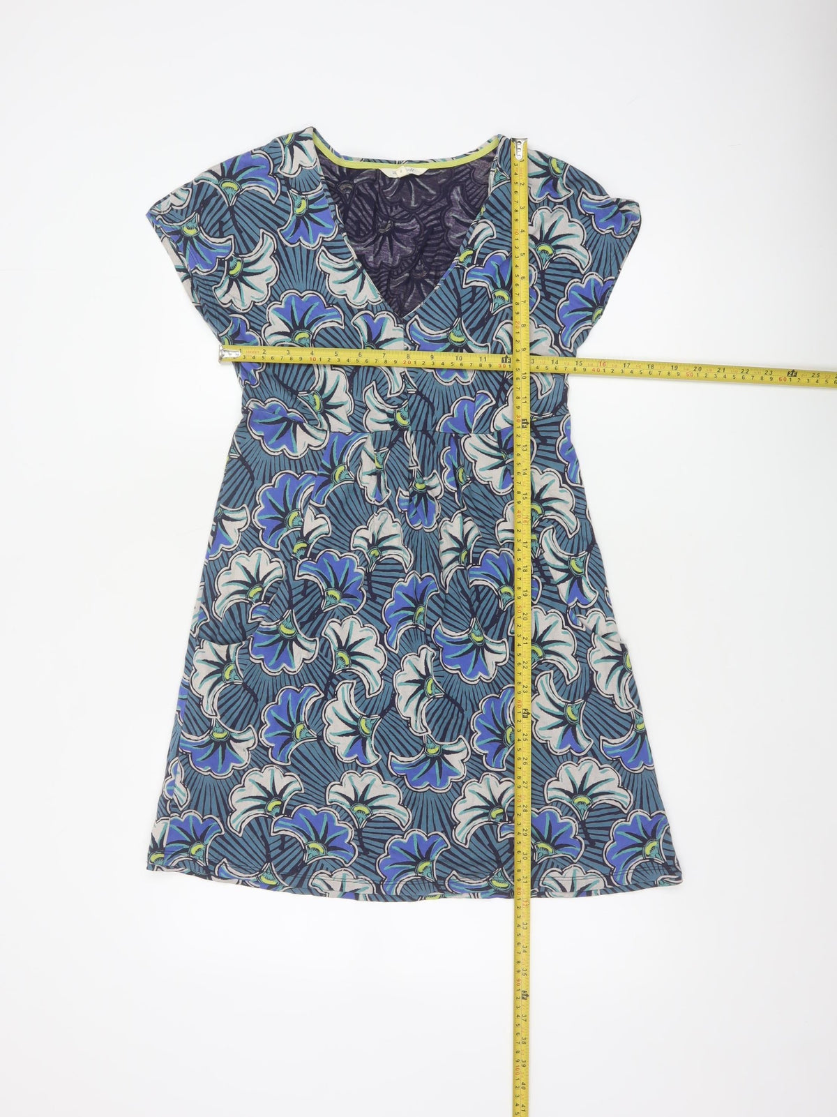 White Stuff Women Blue Floral V-Neck Fit & Flare Dress UK 8