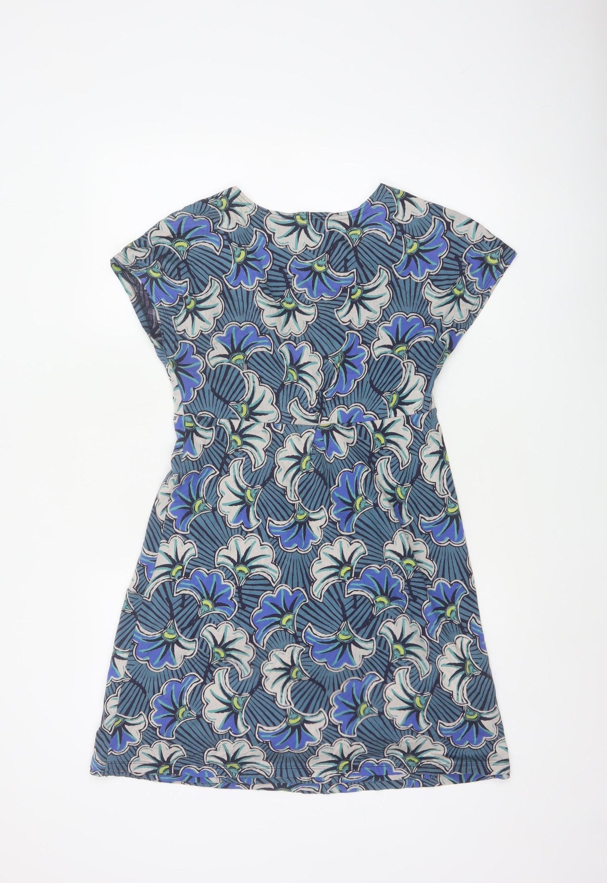 White Stuff Women Blue Floral V-Neck Fit & Flare Dress UK 8