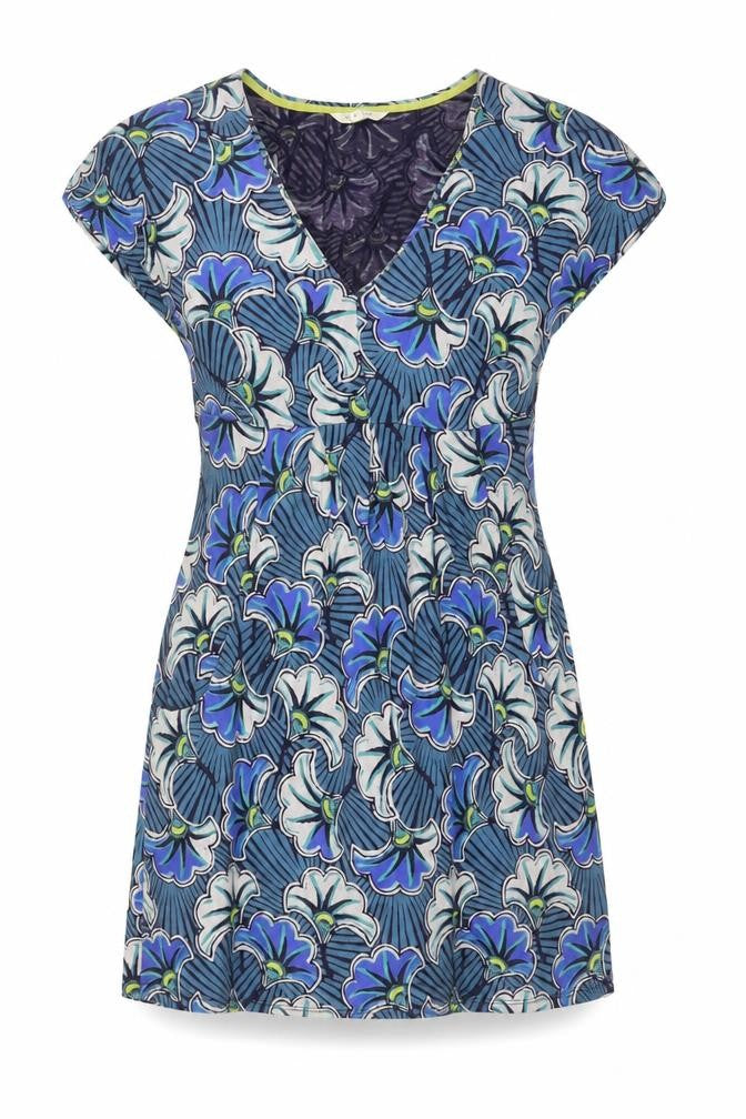 White Stuff Women Blue Floral V-Neck Fit & Flare Dress UK 8