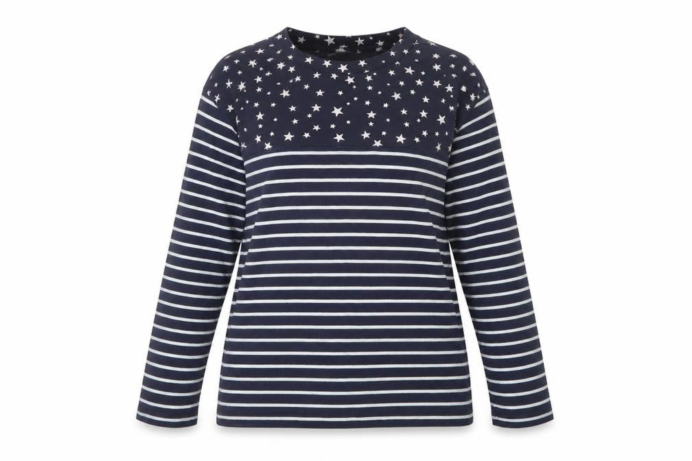 Cotton Traders Women’s Blue Star Stripe Long Sleeve T-Shirt UK 18