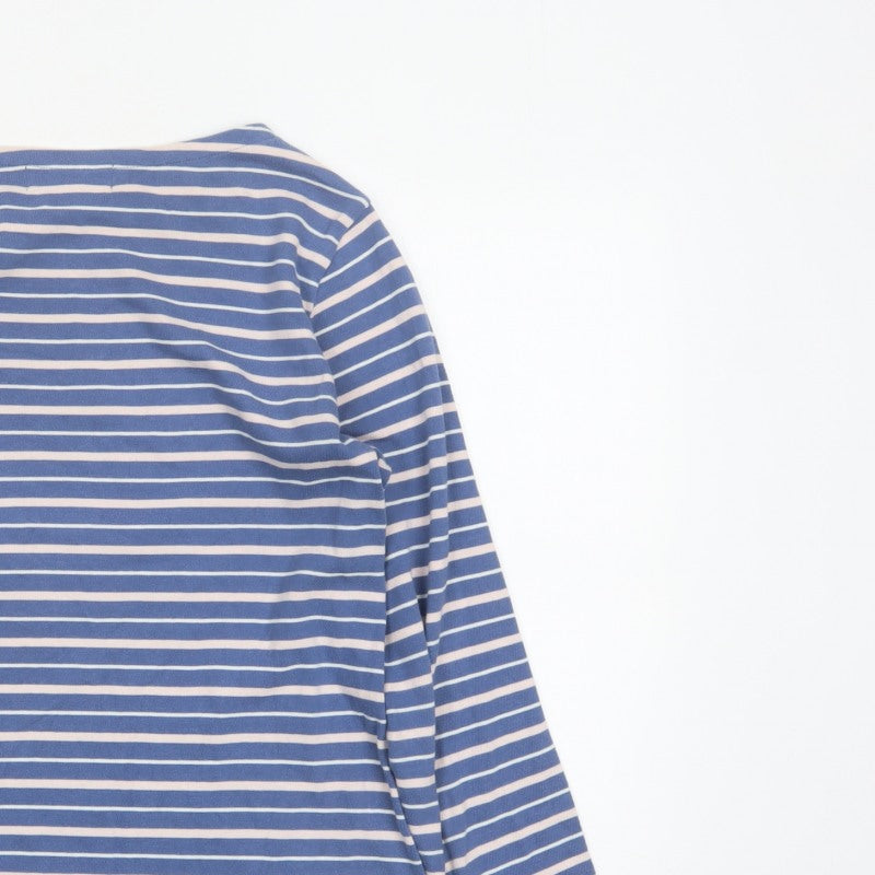 Maison Labiche Women Blue Striped Amour Embroidered Jersey T-Shirt L