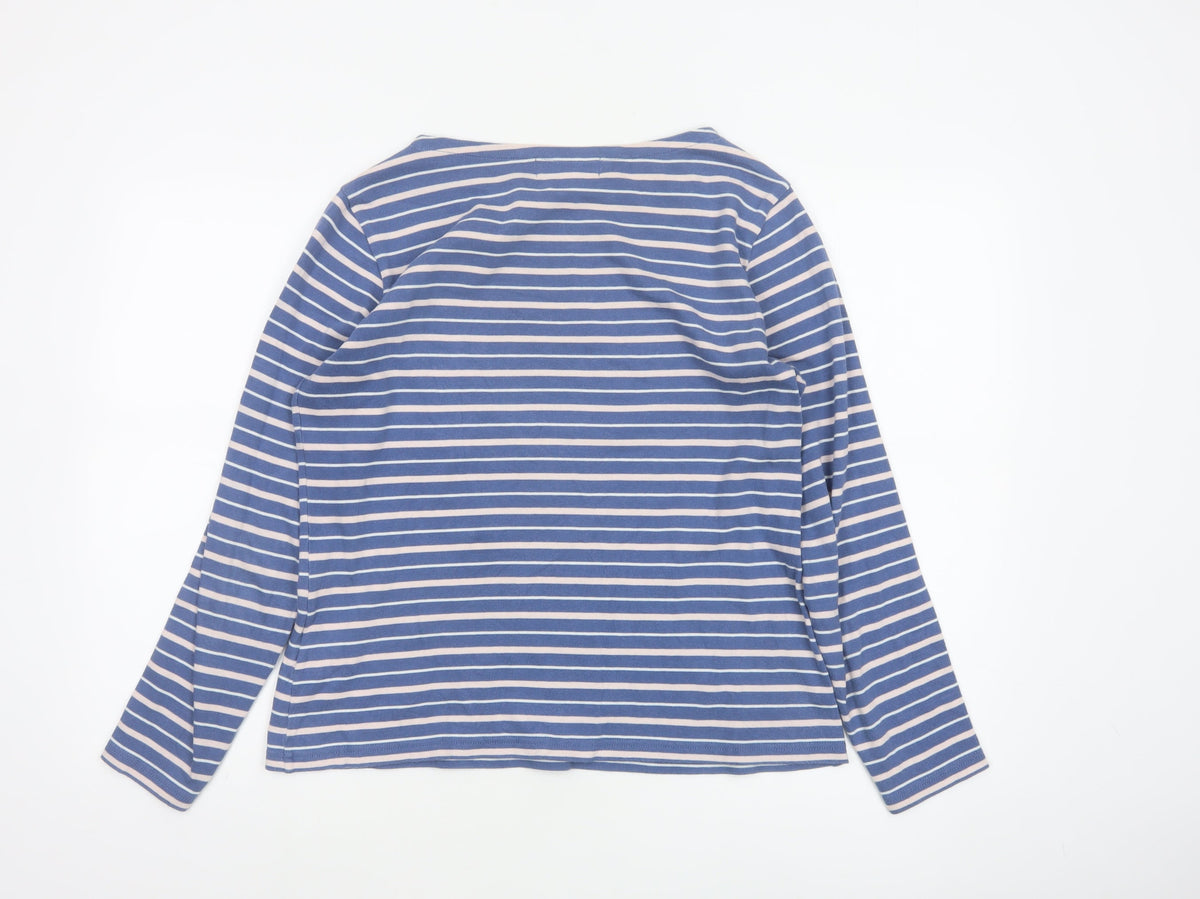 Maison Labiche Women Blue Striped Amour Embroidered Jersey T-Shirt L