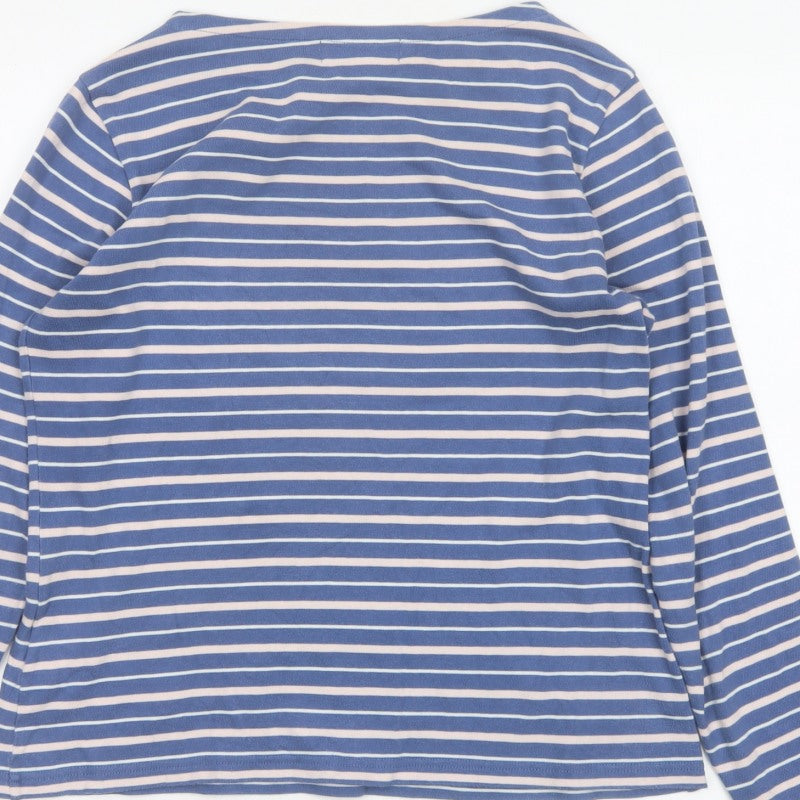 Maison Labiche Women Blue Striped Amour Embroidered Jersey T-Shirt L