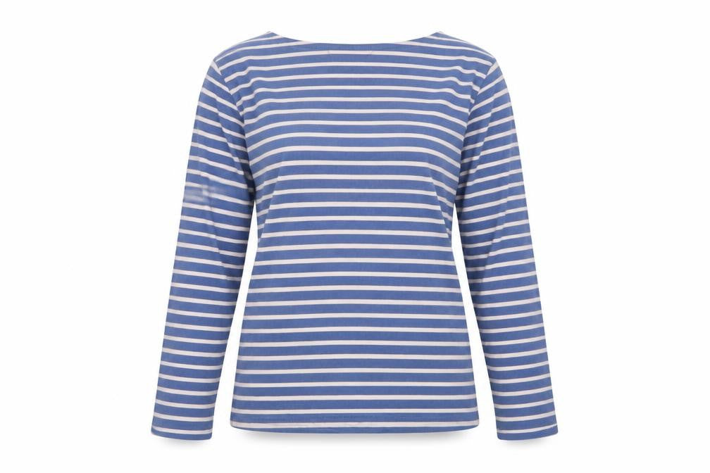 Maison Labiche Women Blue Striped Amour Embroidered Jersey T-Shirt L