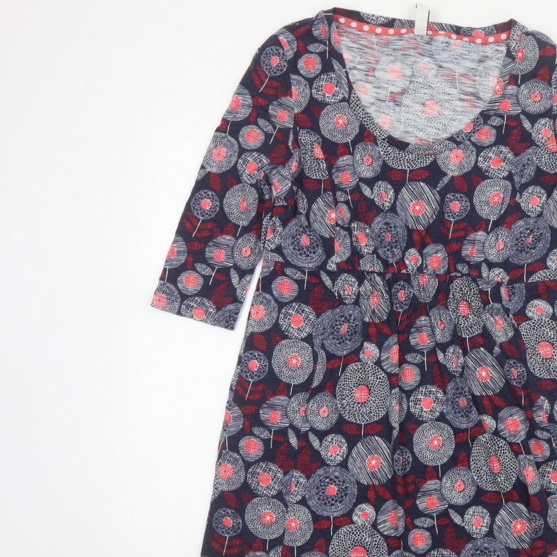 Weird Fish Women’s Multicoloured Floral Tunic Top Size 10 3/4 Sleeve