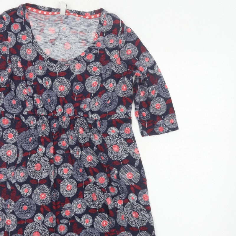 Weird Fish Women’s Multicoloured Floral Tunic Top Size 10 3/4 Sleeve