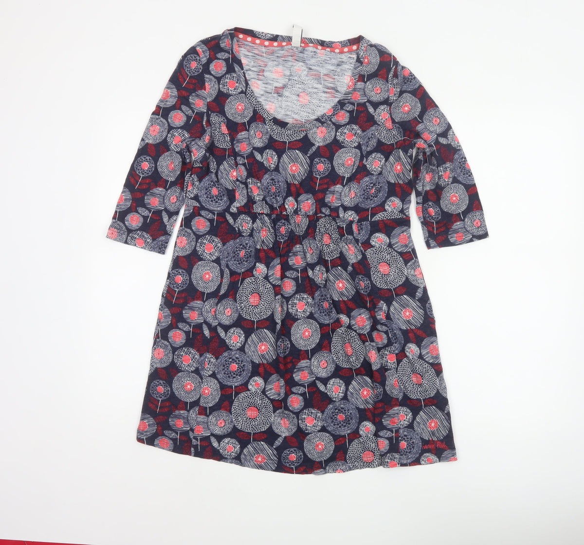 Weird Fish Women’s Multicoloured Floral Tunic Top Size 10 3/4 Sleeve
