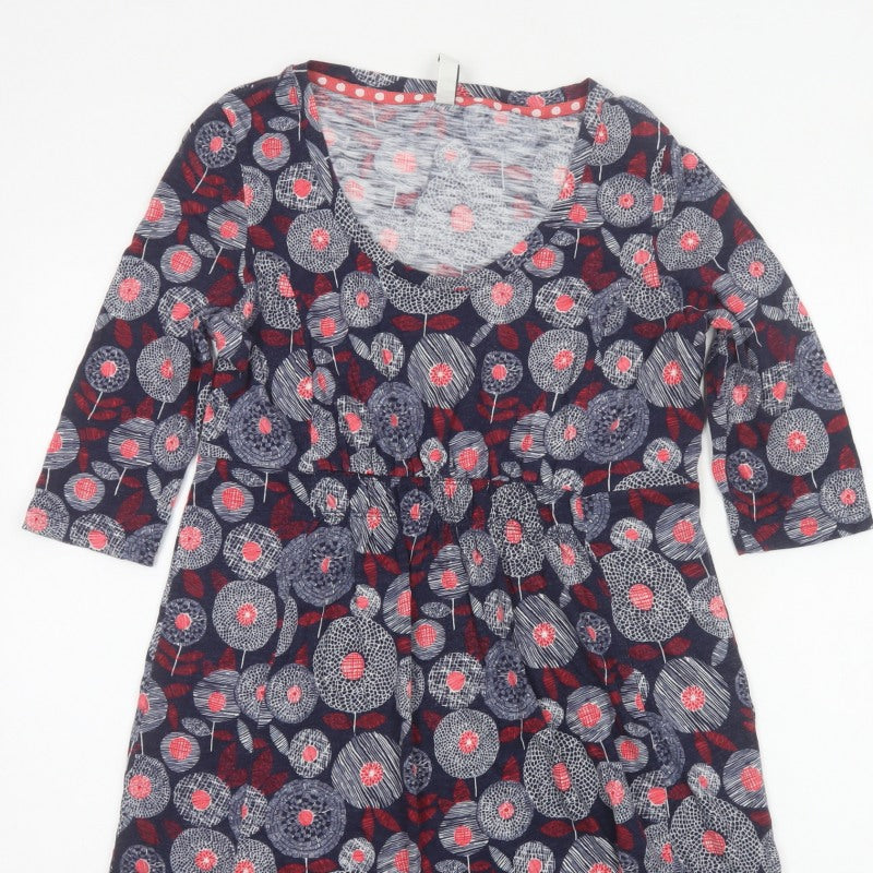 Weird Fish Women’s Multicoloured Floral Tunic Top Size 10 3/4 Sleeve