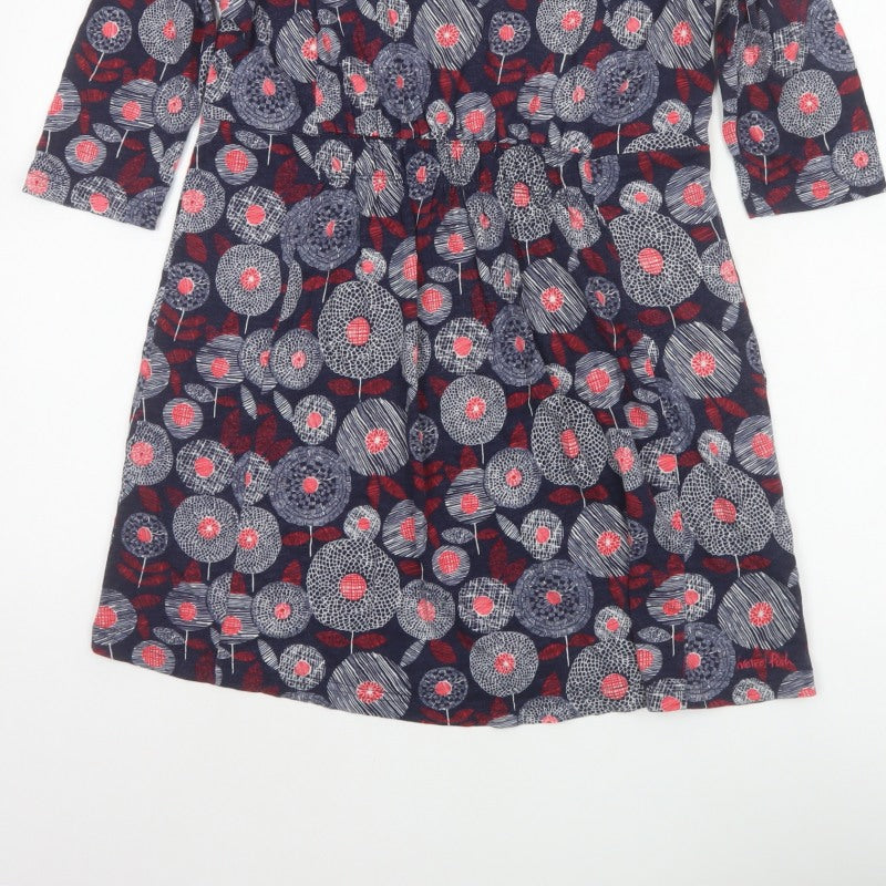 Weird Fish Women’s Multicoloured Floral Tunic Top Size 10 3/4 Sleeve