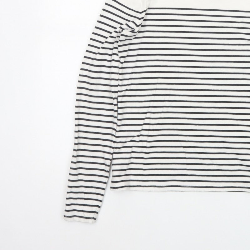 Reserved Women's White Black Striped Long Sleeve Jersey T-Shirt Size S