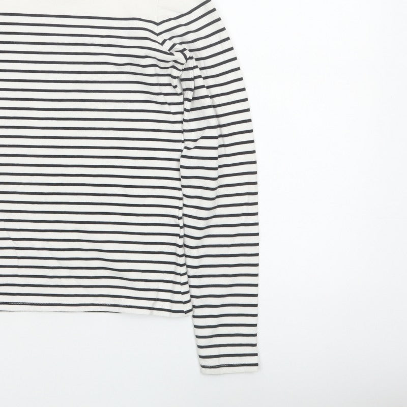 Reserved Women's White Black Striped Long Sleeve Jersey T-Shirt Size S