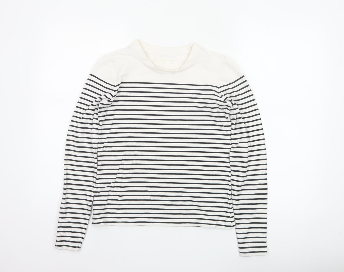 Reserved Women's White Black Striped Long Sleeve Jersey T-Shirt Size S