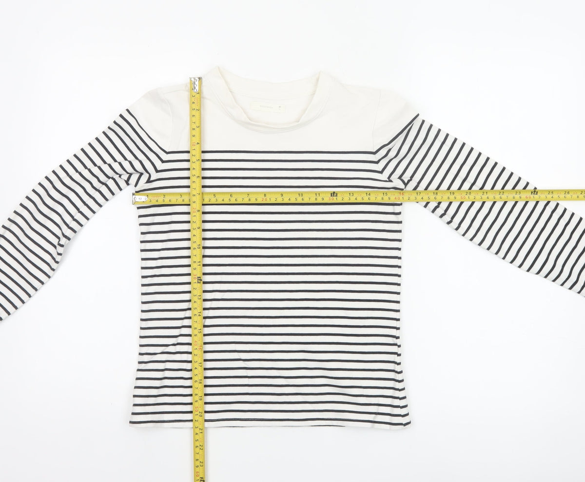 Reserved Women's White Black Striped Long Sleeve Jersey T-Shirt Size S