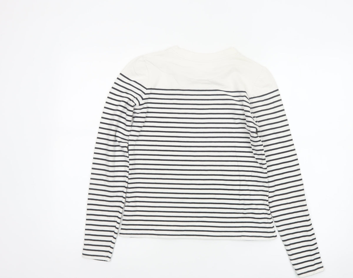 Reserved Women's White Black Striped Long Sleeve Jersey T-Shirt Size S