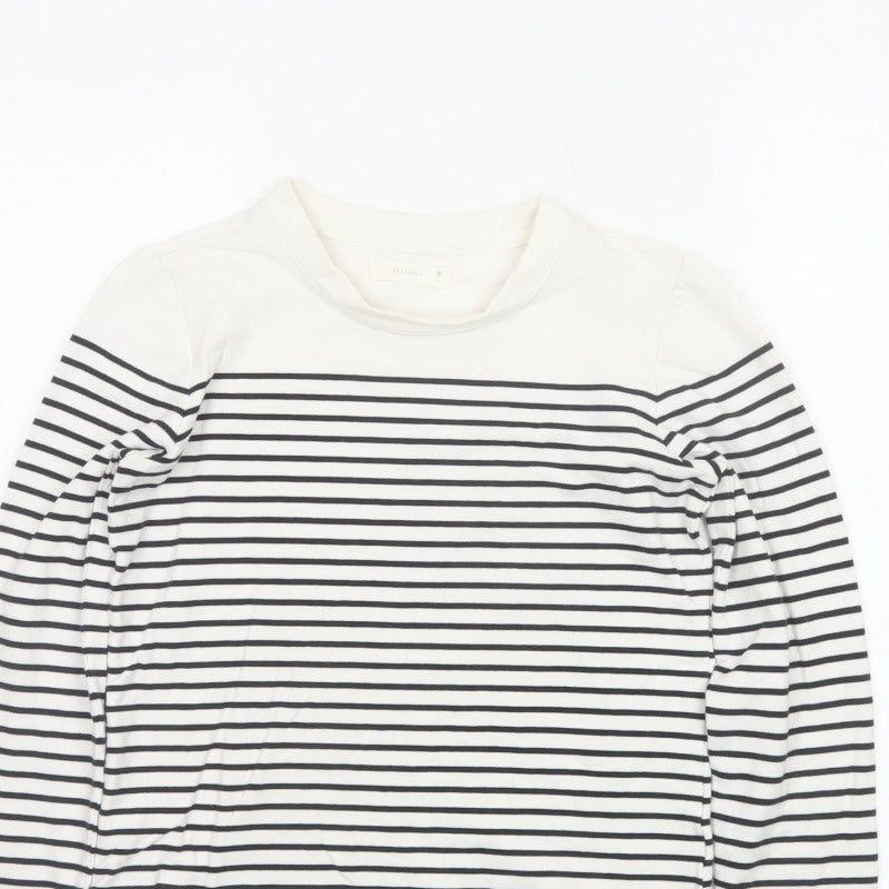 Reserved Women's White Black Striped Long Sleeve Jersey T-Shirt Size S