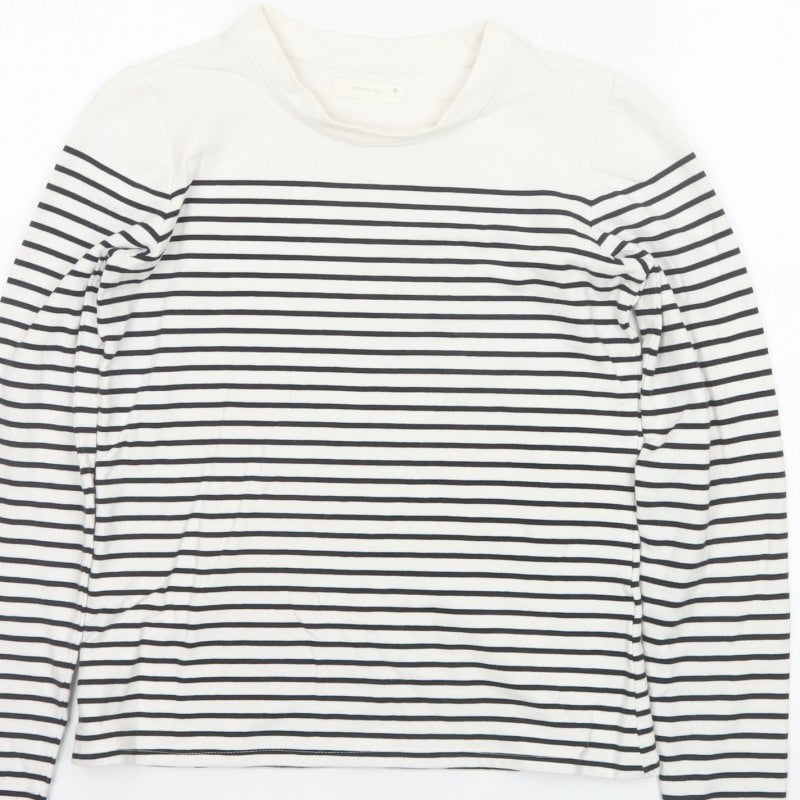 Reserved Women's White Black Striped Long Sleeve Jersey T-Shirt Size S