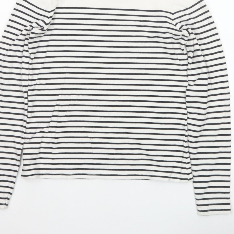 Reserved Women's White Black Striped Long Sleeve Jersey T-Shirt Size S