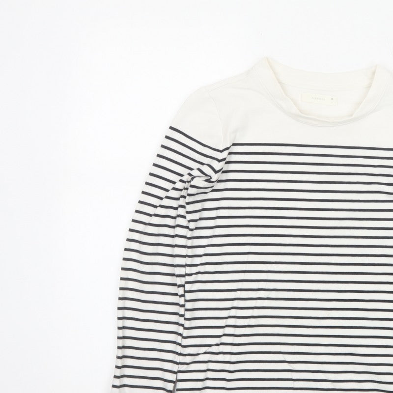 Reserved Women's White Black Striped Long Sleeve Jersey T-Shirt Size S