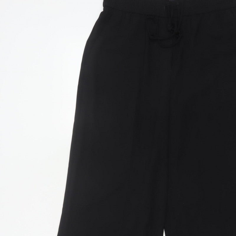 M&S Women’s Black UK 12 Wide Leg Drawstring Dress Trousers