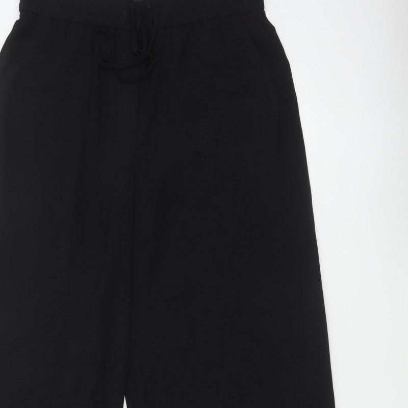 M&S Women’s Black UK 12 Wide Leg Drawstring Dress Trousers