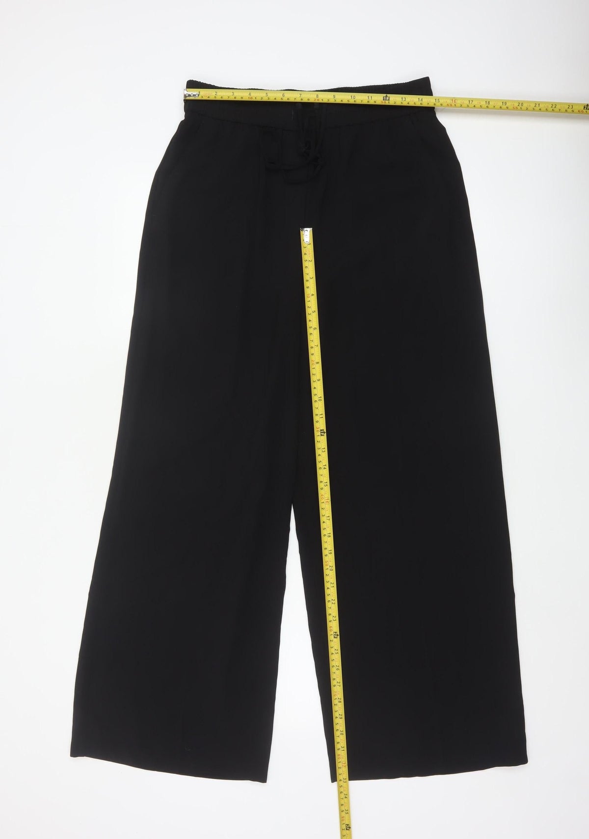 M&S Women’s Black UK 12 Wide Leg Drawstring Dress Trousers
