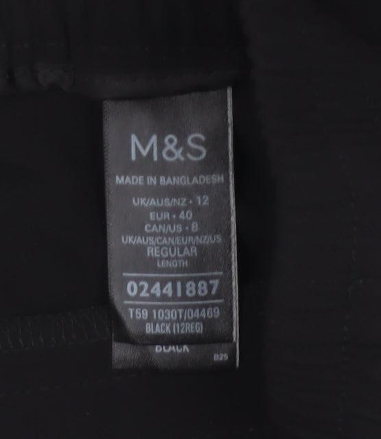 M&S Women’s Black UK 12 Wide Leg Drawstring Dress Trousers