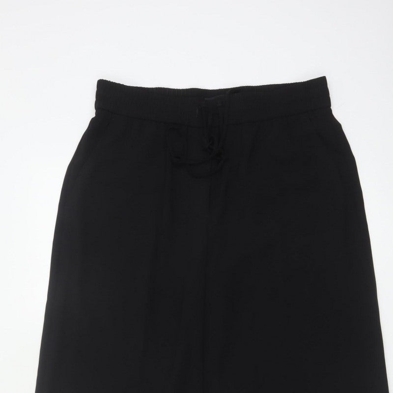 M&S Women’s Black UK 12 Wide Leg Drawstring Dress Trousers