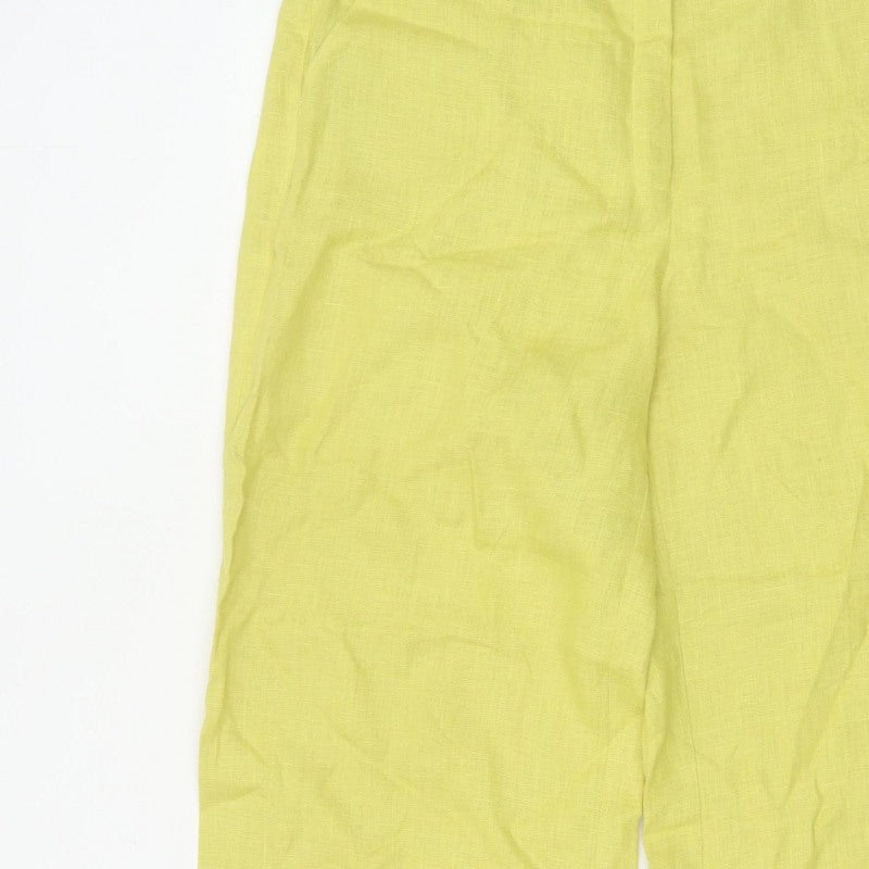 Minigalista Women Yellow 2XL Linen Cropped Straight Trousers