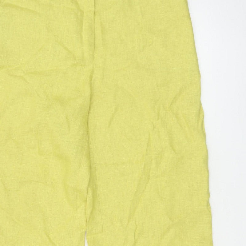 Minigalista Women Yellow 2XL Linen Cropped Straight Trousers